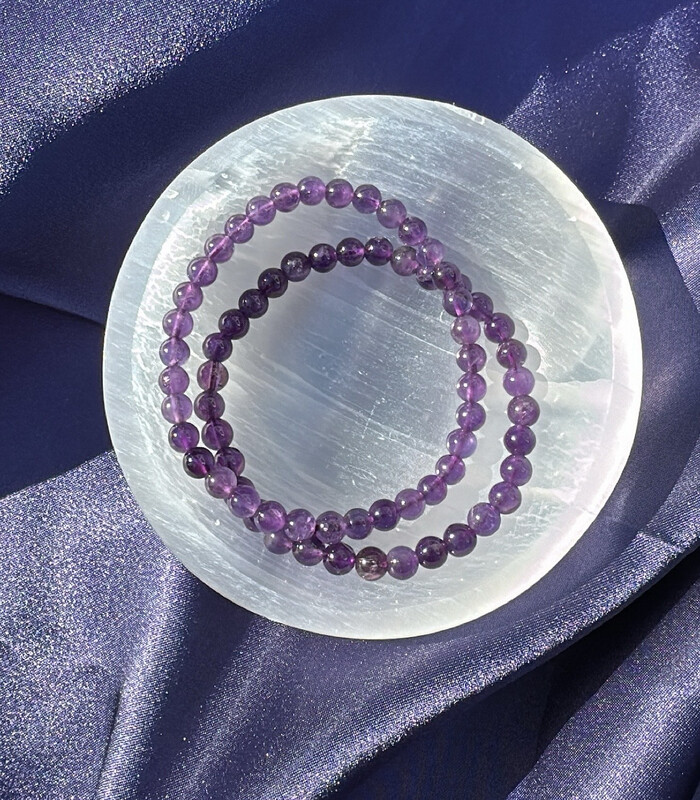 Amethyst 6mm 7.5” Bracelet