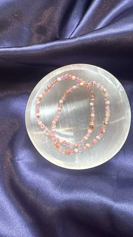 Flower Agate 4mm 7.5” Bracelet