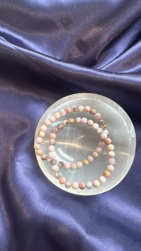 Peruvian Pink Opal 6mm 7.5” Bracelet