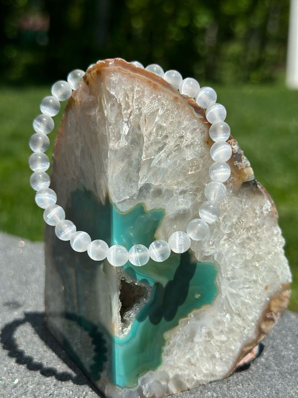 Selenite 6mm 7.5” Bracelet