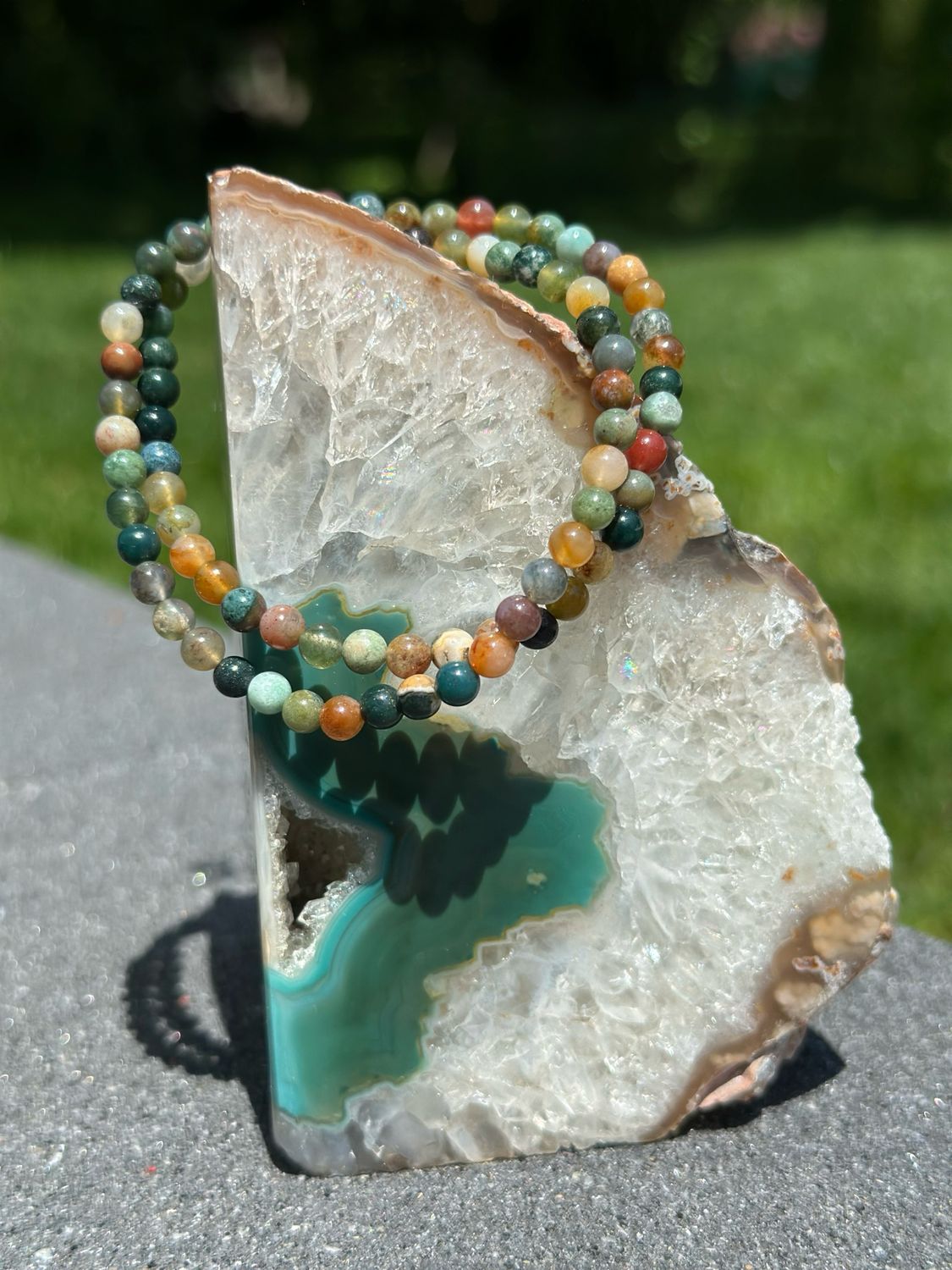 Moss Agate 4mm 7.5” Bracelet