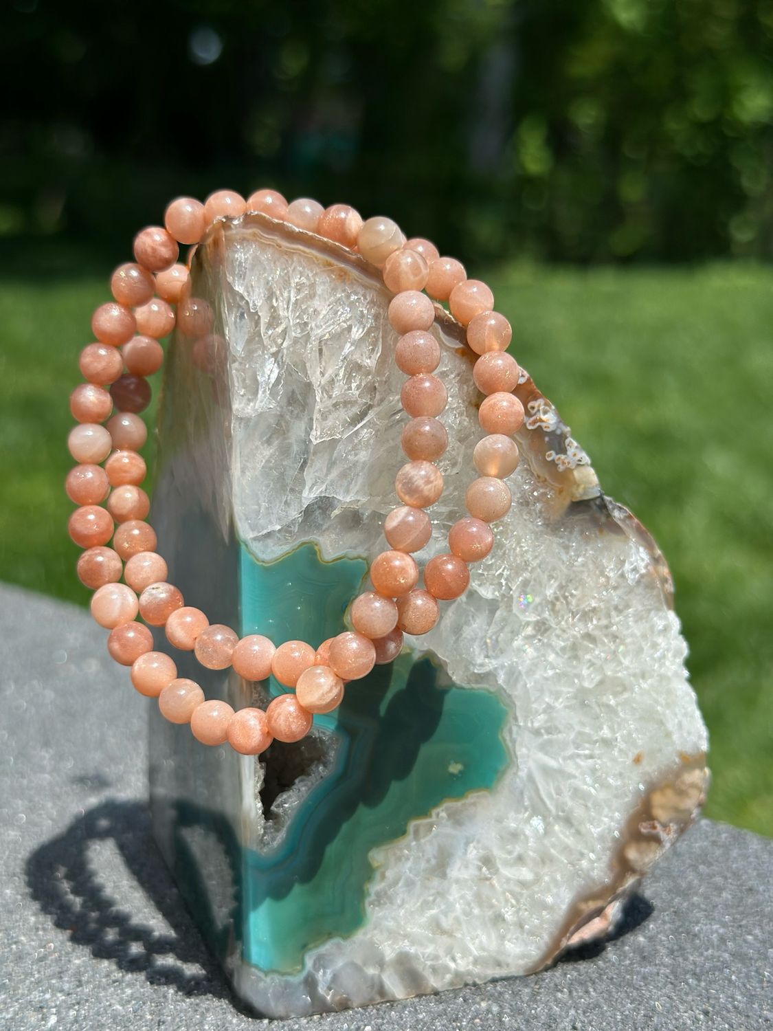 Peach Moonstone 6mm 7.5” Bracelet