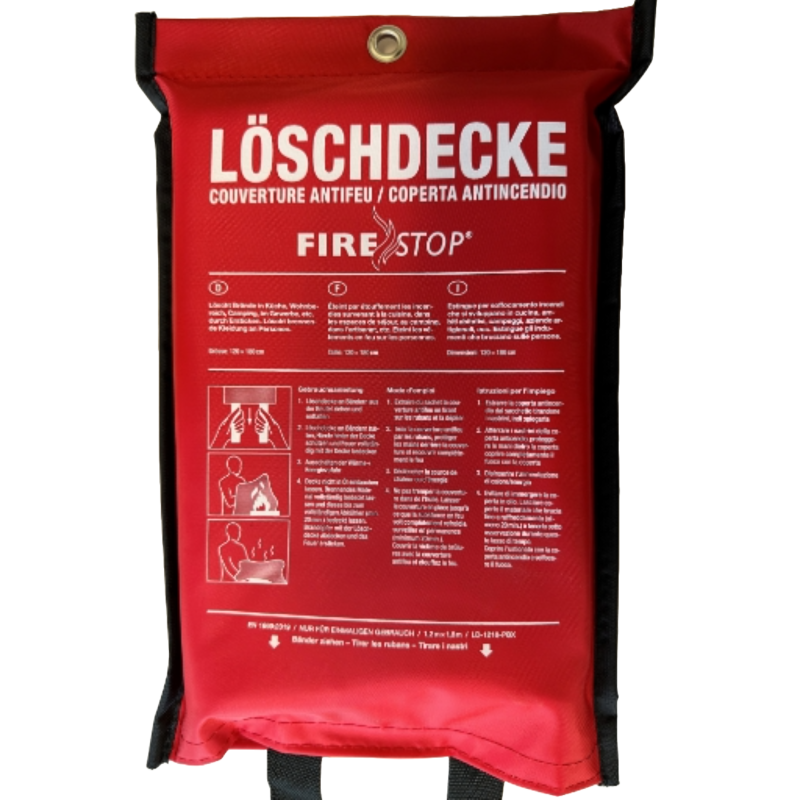 Löschdecke 120x120cm in PVC-Beutel