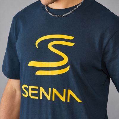 Senna-T-shirt-Blue-Yellow Logo