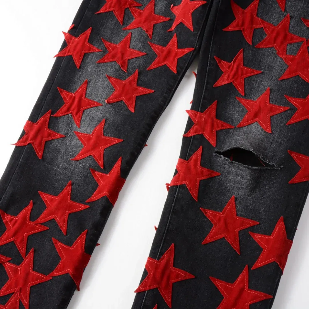 AMIRI RED STAR PATCH JEANS