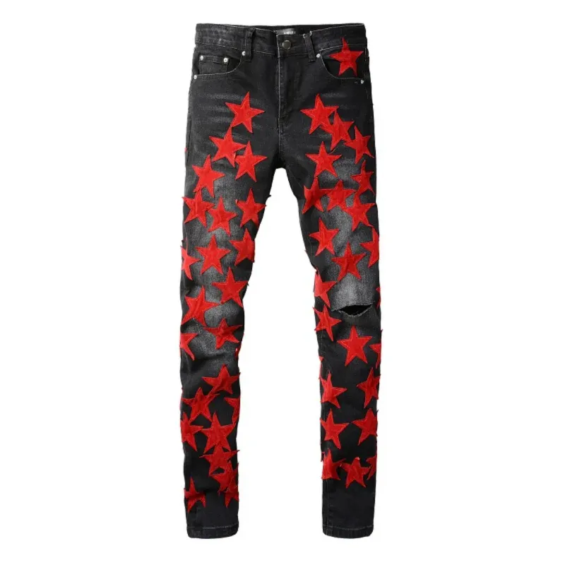 AM RED STAR PATCH JEANS