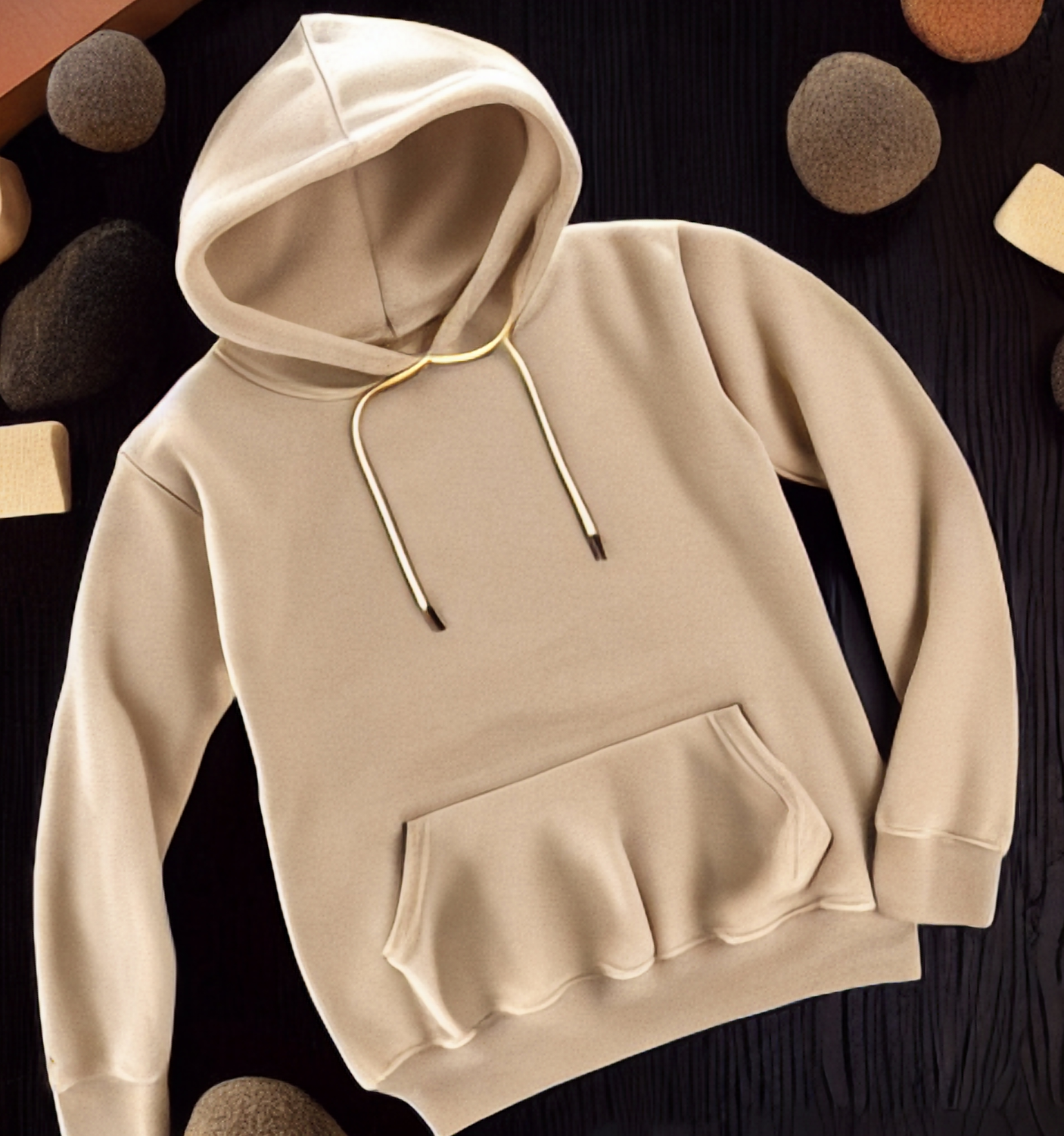 Adult Fleece Premium Hoodie Pullover Sandshell/Beige
