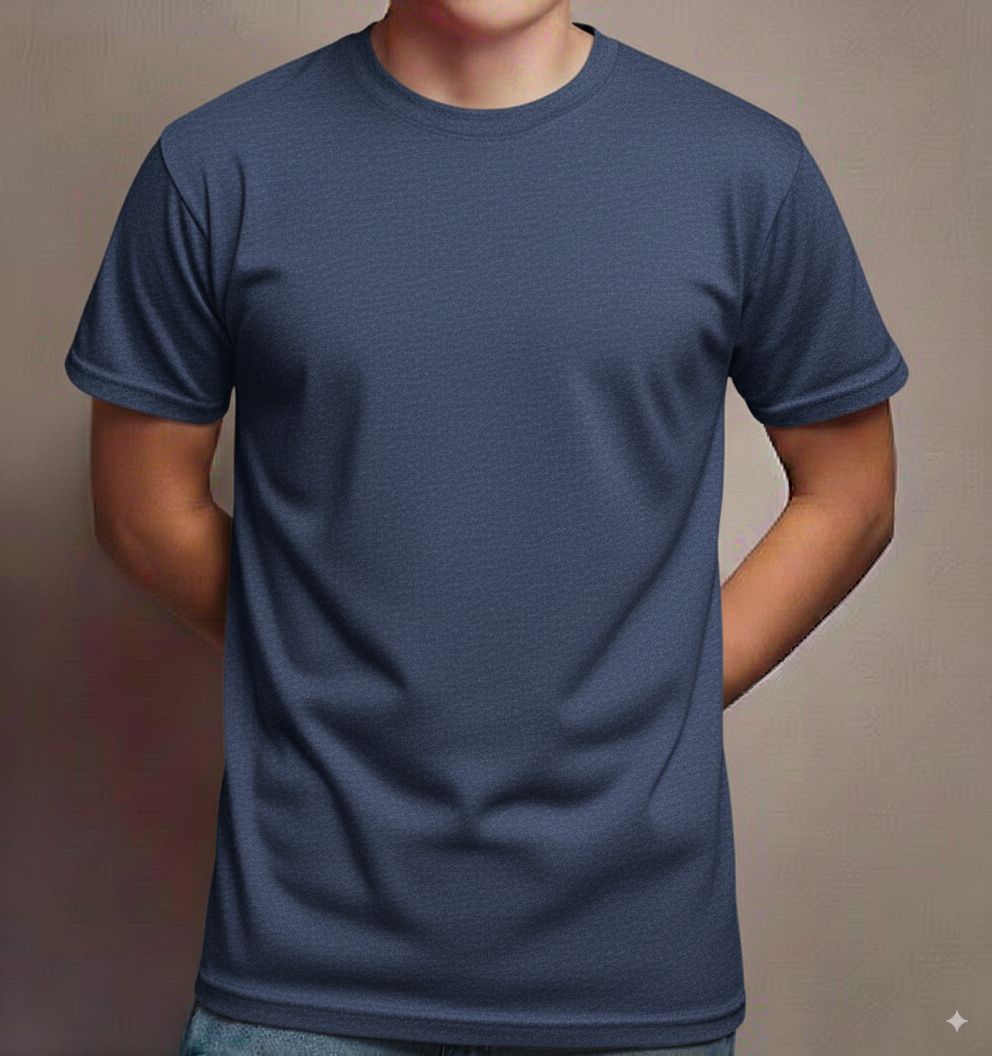 Deluxe Short Sleeve Round Neck Jersey T Shirt Navy Heather ( 72 Pcs Box)