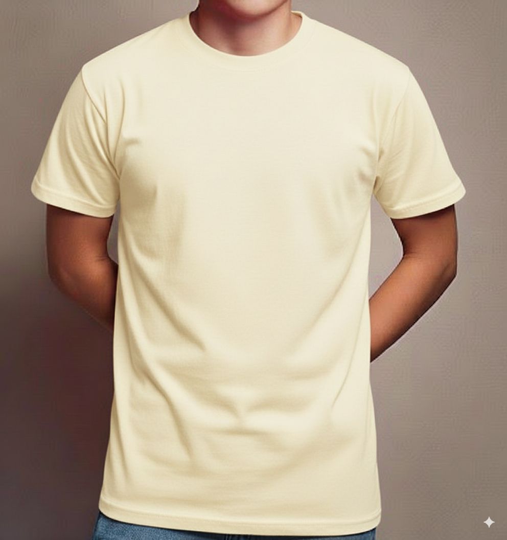 Deluxe Short Sleeve Round Neck Jersey T Shirt Cream ( 72 Pcs Box)