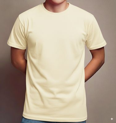 Deluxe Short Sleeve Round Neck Jersey T Shirt Cream ( 72 Pcs Box)