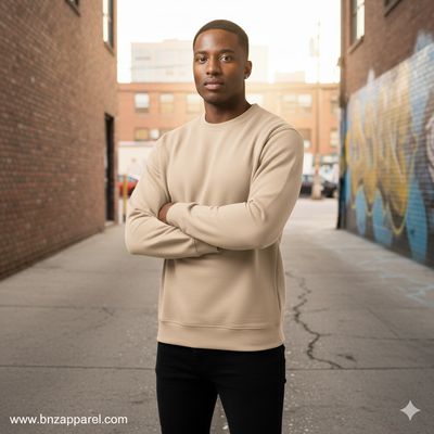 Adult Fleece Premium Crew Neck Sweatshirt Sand shell / Beige