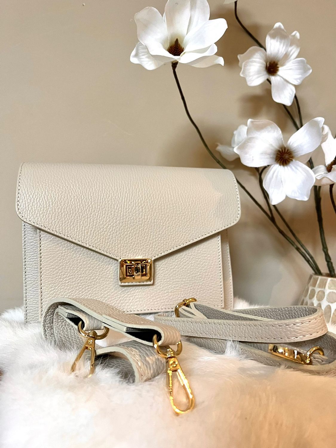Beau Bag- Creme leather
