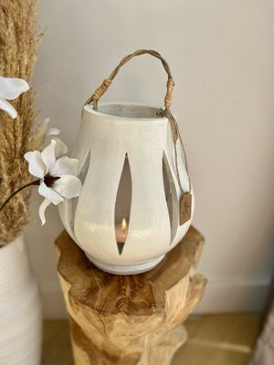 Windlicht white stone