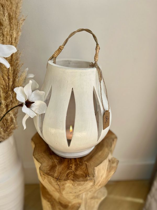 Windlicht white stone