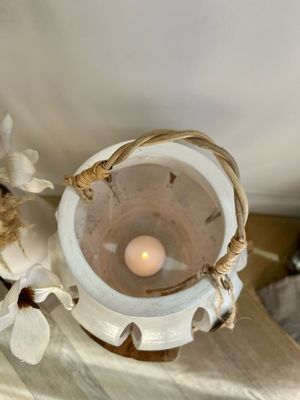 Windlicht white stone