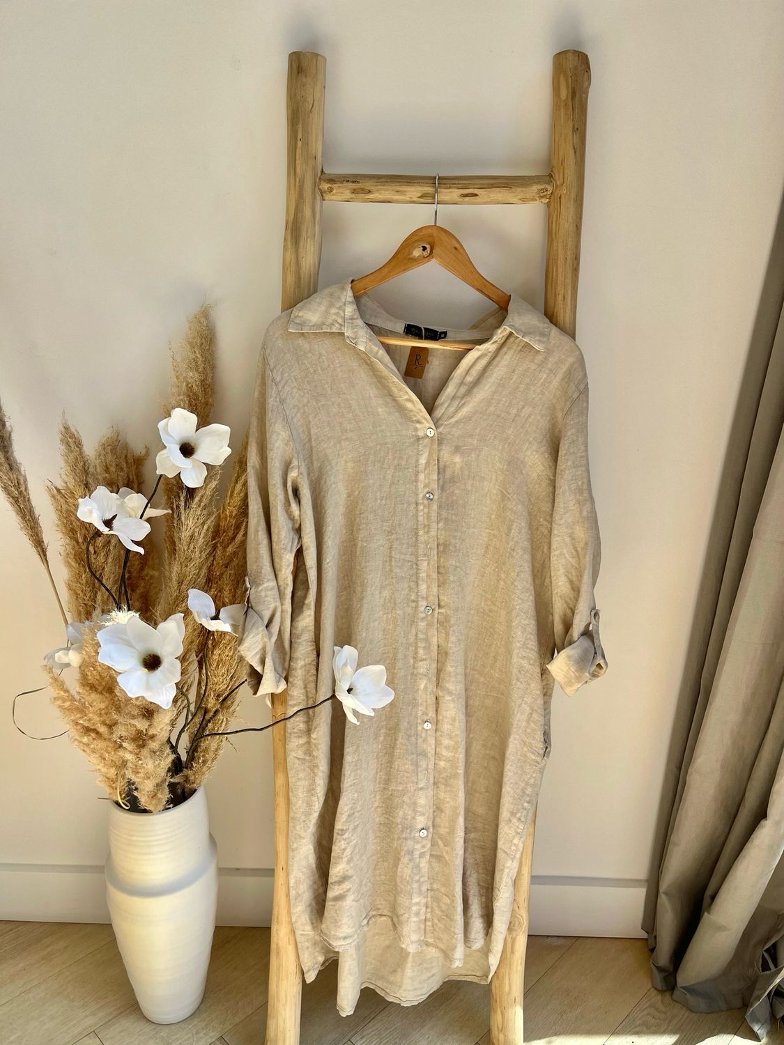 Linnen jurk beige