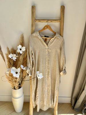 Linnen jurk beige