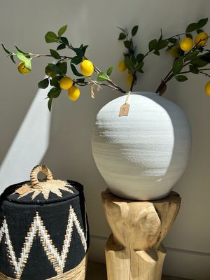 Witte grote ronde vaas
