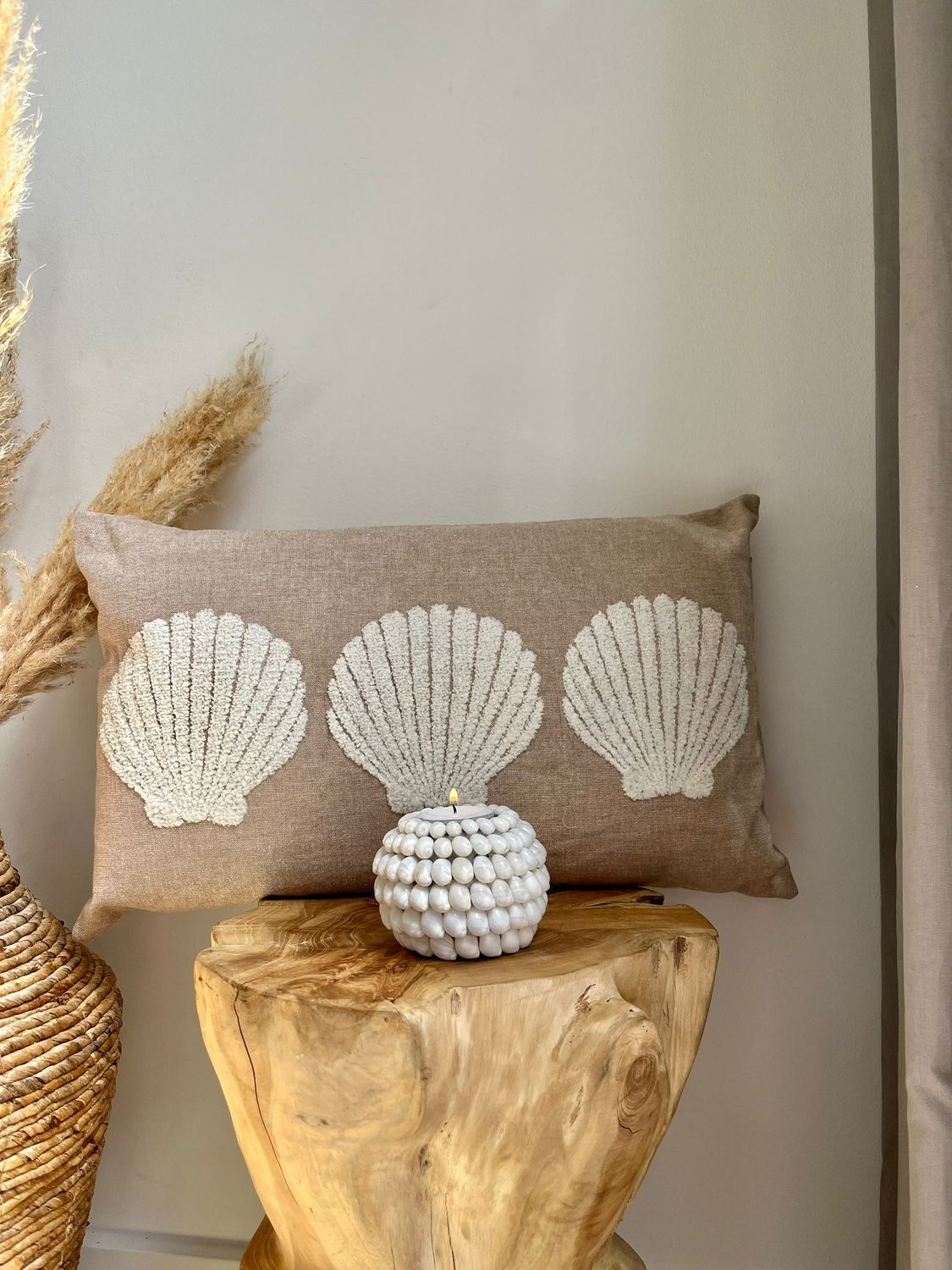 Kussen 3x shell linnen