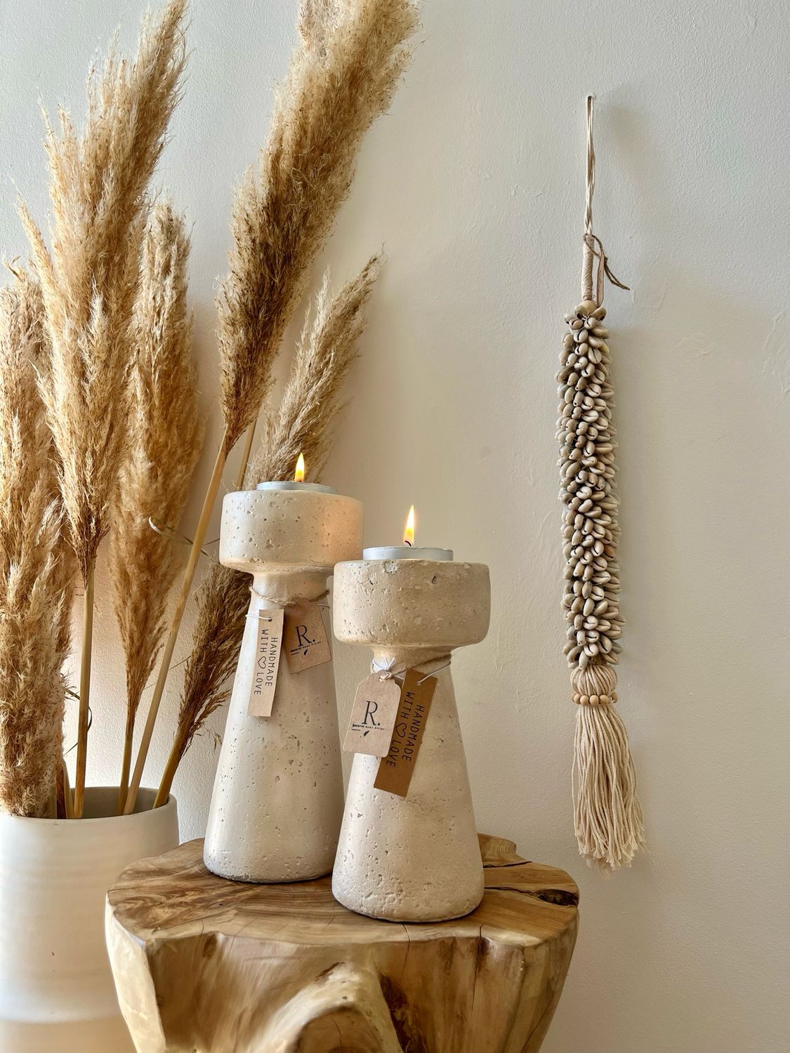 Kandelaar Travertine look maat S