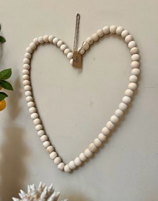 Houten kralen hart