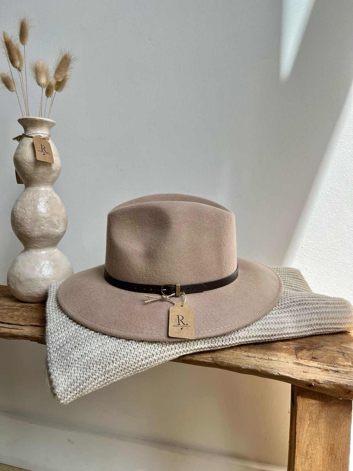 Wollen winter hoed beige
