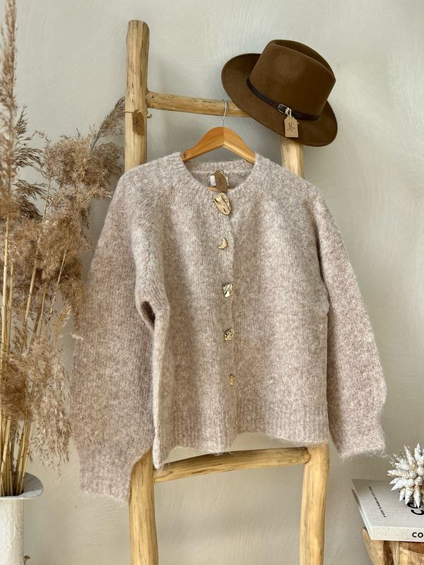 Vest beige met gouden knopen