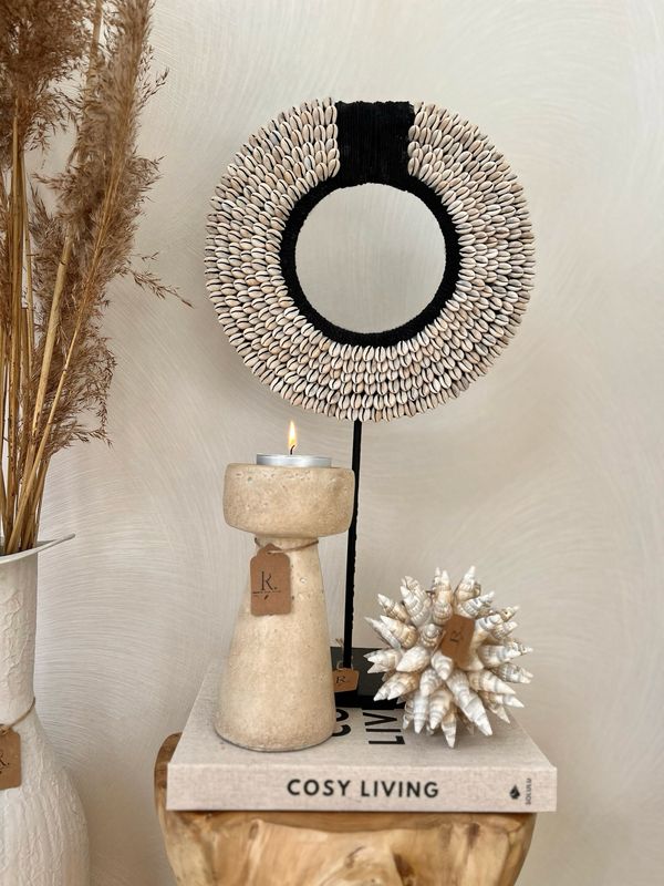 Schelpen ornament kauri- zwart