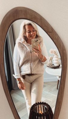 Beige bont vest