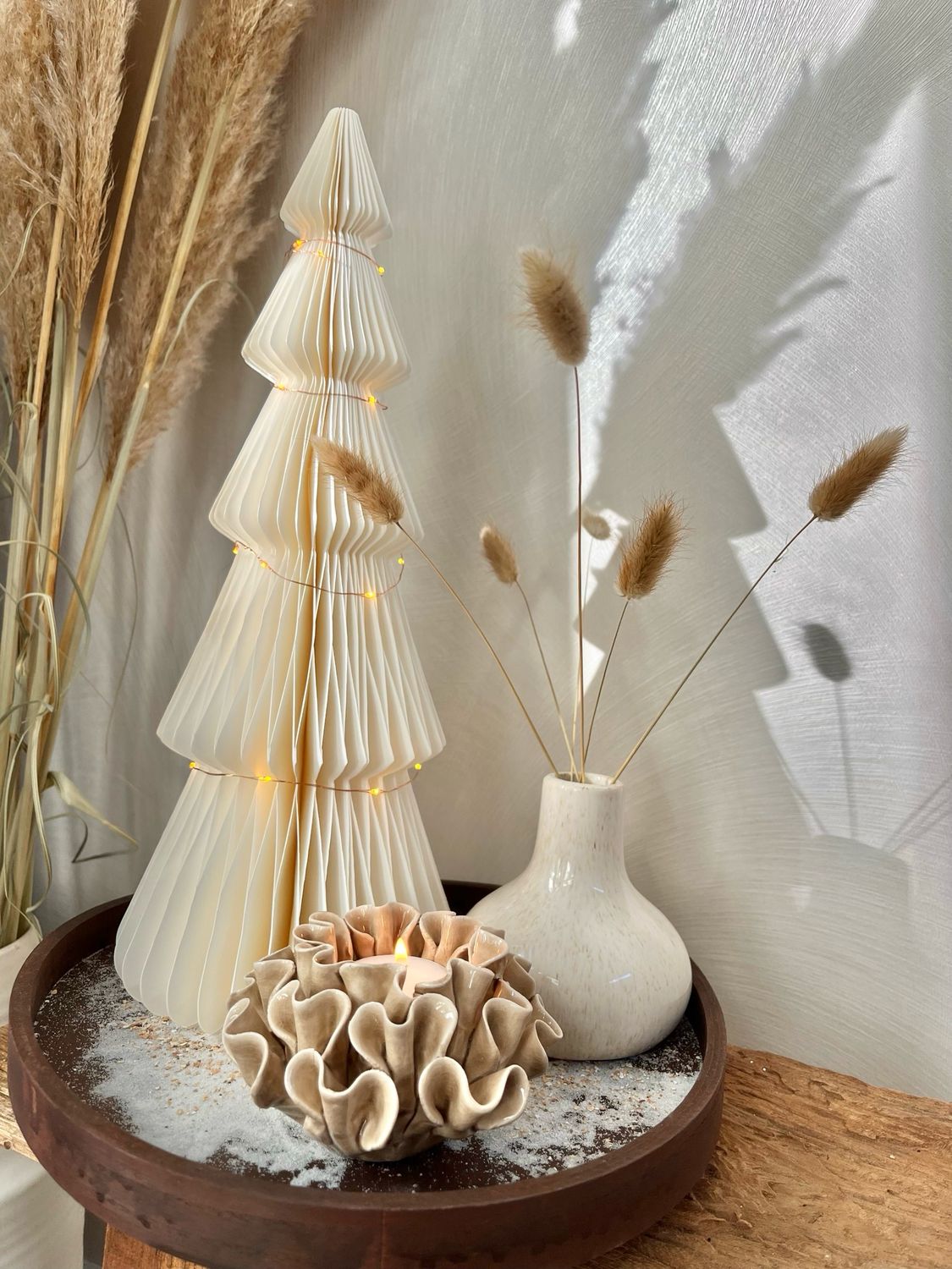 Waxinelicht bloem beige