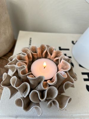 Waxinelicht bloem beige