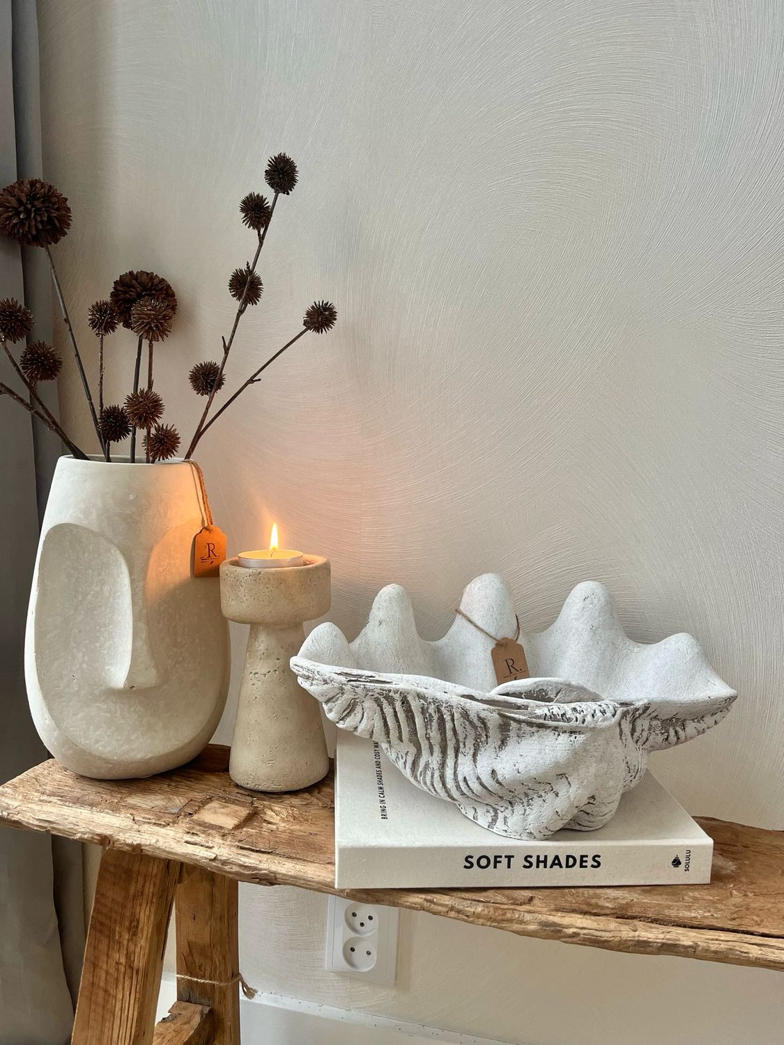 Stenen schelp schaal XL