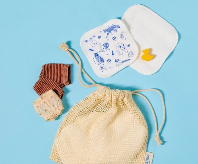 Mustela Kit Eco-lingettes en coton Bio (10 pcs et filet de lavage)