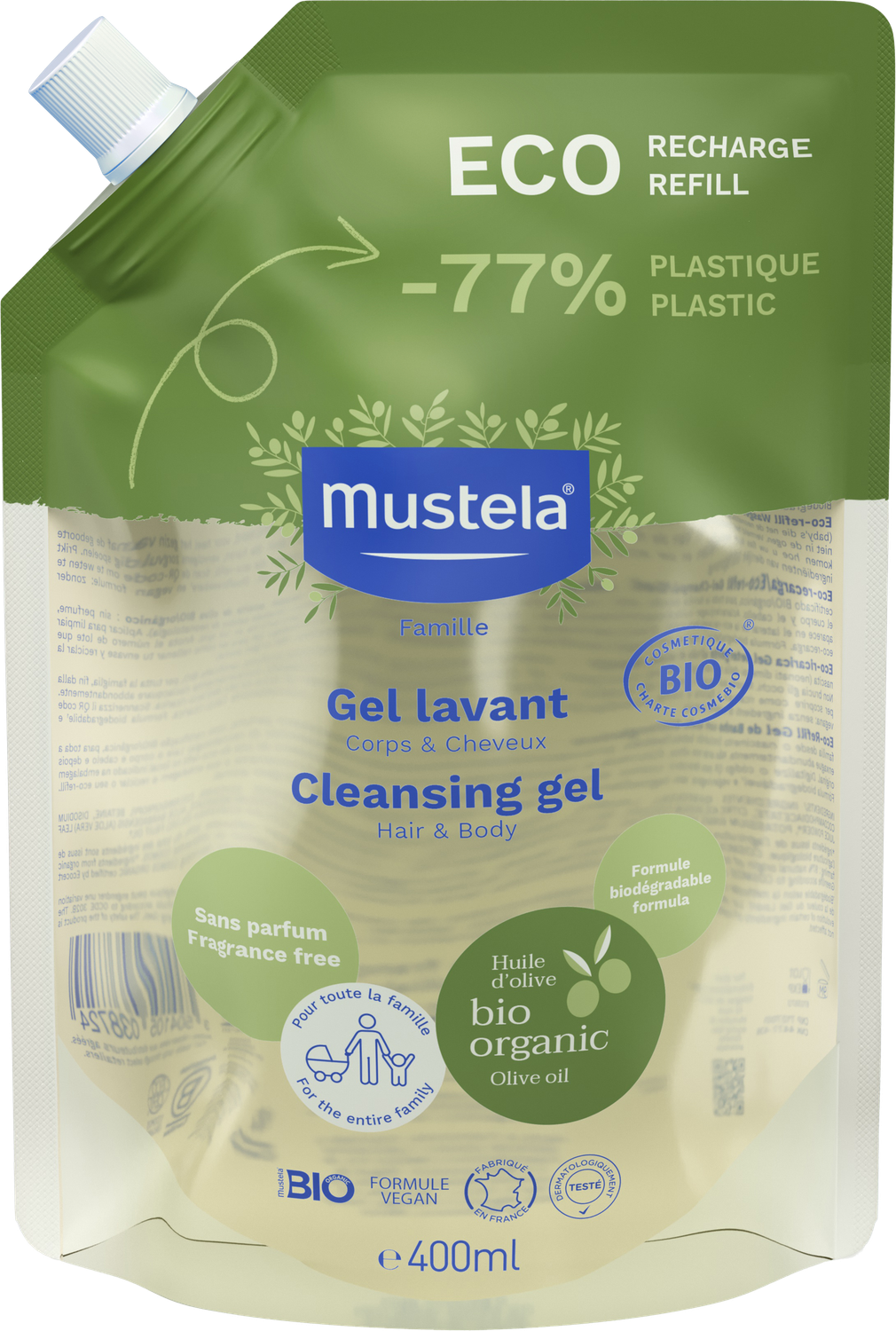 Mustela Eco-Recharge gel lavant Bio 400ml