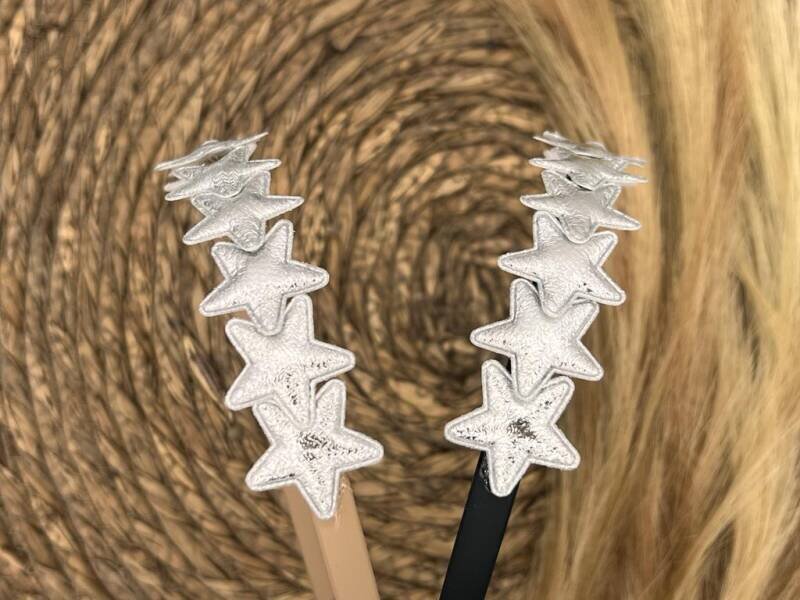 Diadeem met sterretjes - kerstcollectie - glitters - ster – zilver — Khaki diadeem