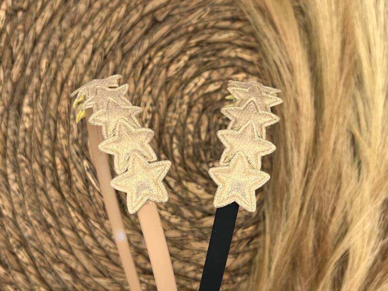 Diadeem met sterretjes - kerstcollectie - glitters - ster – goud — Khaki diadeem