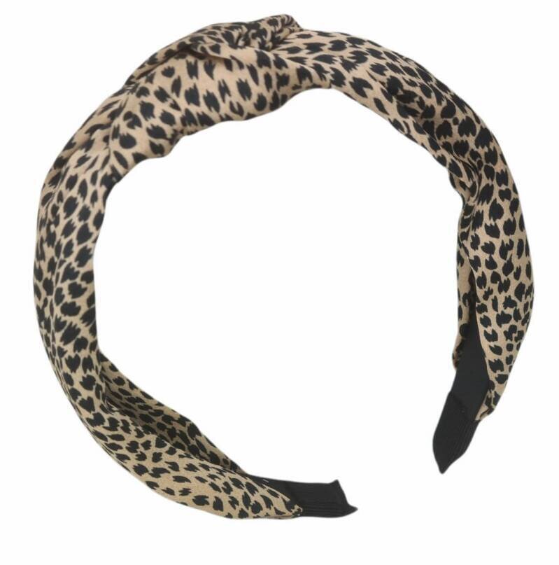 Diadeem - stof - haarband - met vlekjes - bruin met zwart