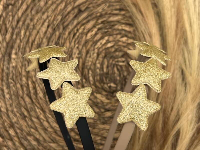 Diadeem met sterretjes - kerstcollectie - glitters - ster - goud — Zwarte diadeem