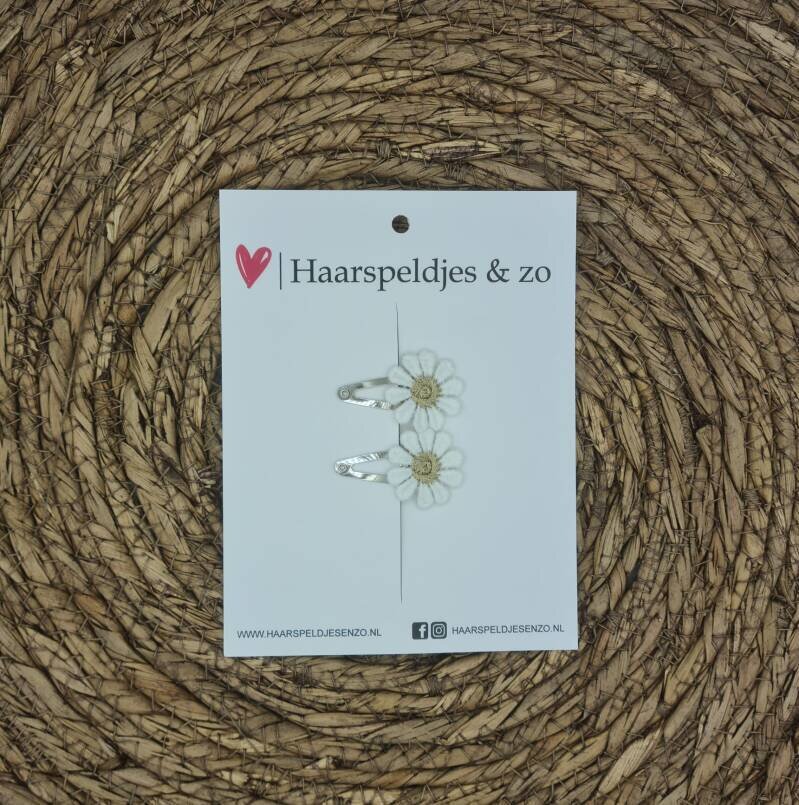 Haarspeldje Flower - daisy - madeliefjes - goudkleur — 3 cm / goud