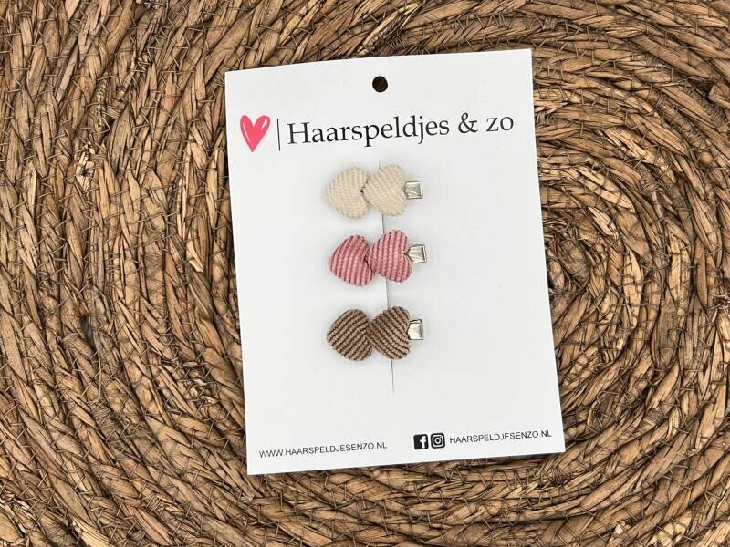 Haarclip hearts setje 5 - hartjes - alligatorclip - haarspeldjes