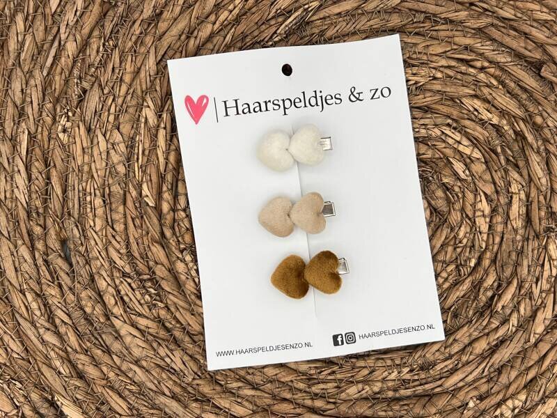 Haarclip hearts setje 4 - hartjes - alligatorclip - haarspeldjes