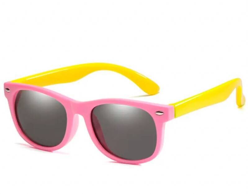 Kinder-zonnebril voor jongens/meisjes - kindermode - fashion - zonnebrillen - roze montuur - gele poten