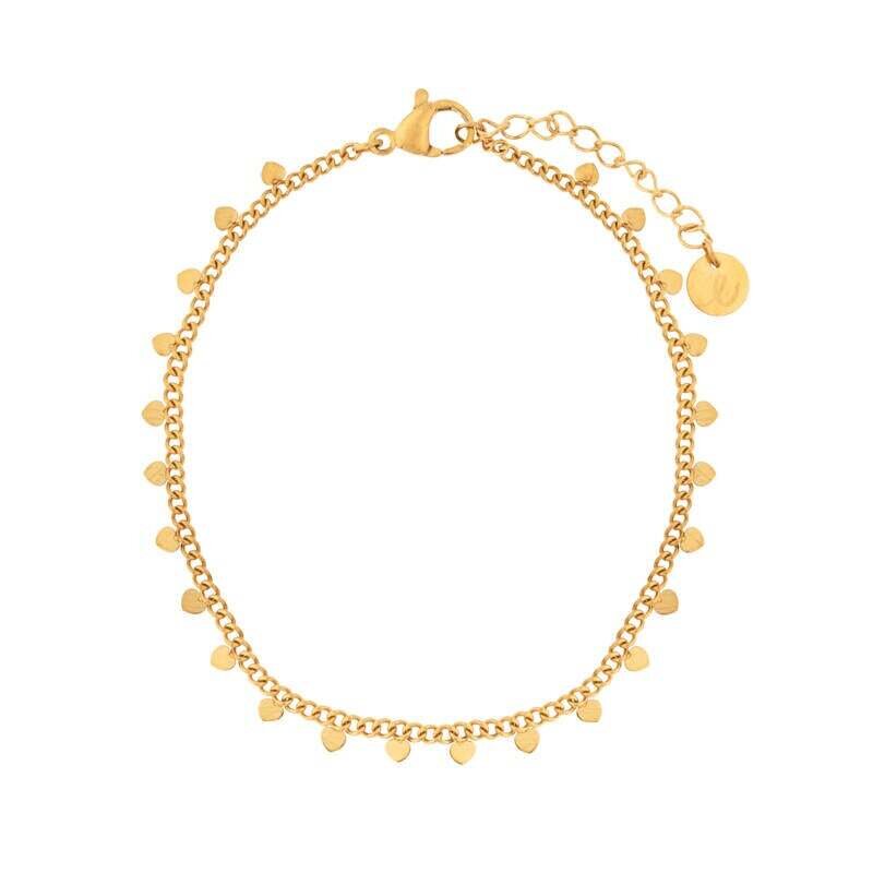 KIDS - Armband om te delen - kleine hartjes - stainless steel (verkleurt niet) - met verlengkettinkje - goud en zilver — Goud (16,95)