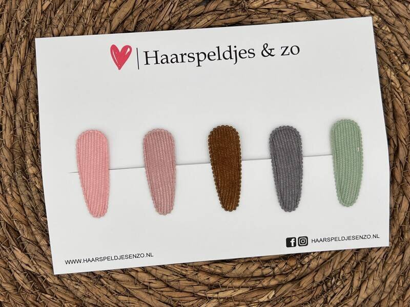 Haarspeldje setje 9 - rib - speldjes met een hoesje