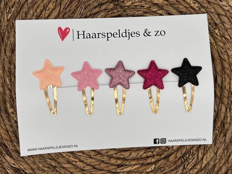 Haarspeldje stars setje 9 - sterretjes - glitters - kerst - decembercollectie - najaar — 5 cm speldjes