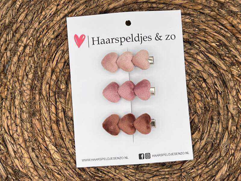 Haarclip hearts setje 13 - hartjes - alligatorclip - haarspeldjes