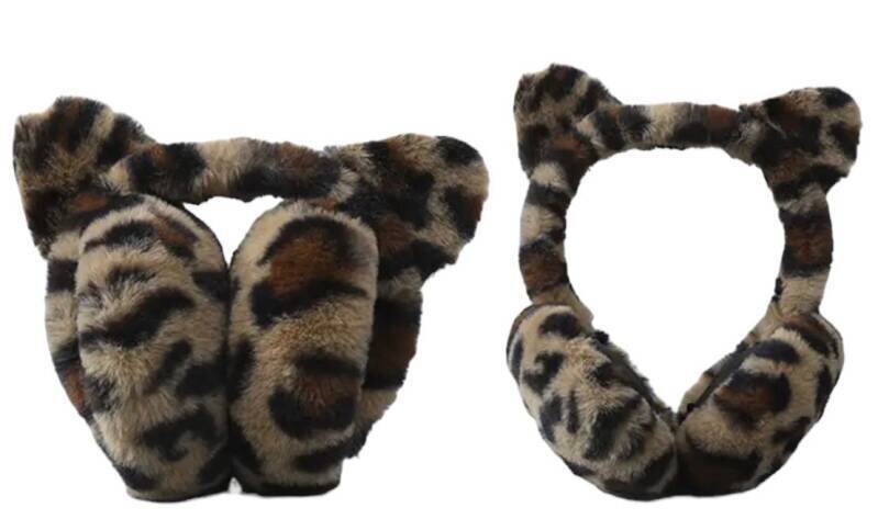 Oorwarmers kind - winter - warm - meisjes - kattenoortjes - leopard - donkerbruin