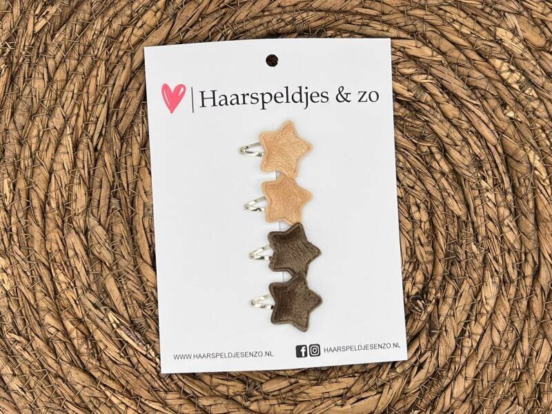 Baby haarspeldjes setje 30 - mini - 2cm groot - voor de eerste lokjes haar - sterretjes - bruin - beige - kerst