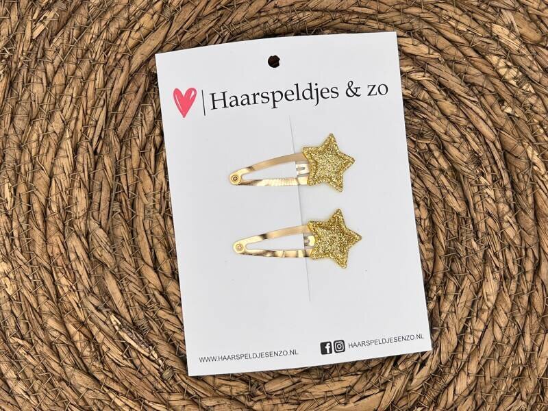 Haarspeldje ‘Stars’ - ster - sterretje - glitters - goud - kerst – feestdagen — 5 cm speldjes