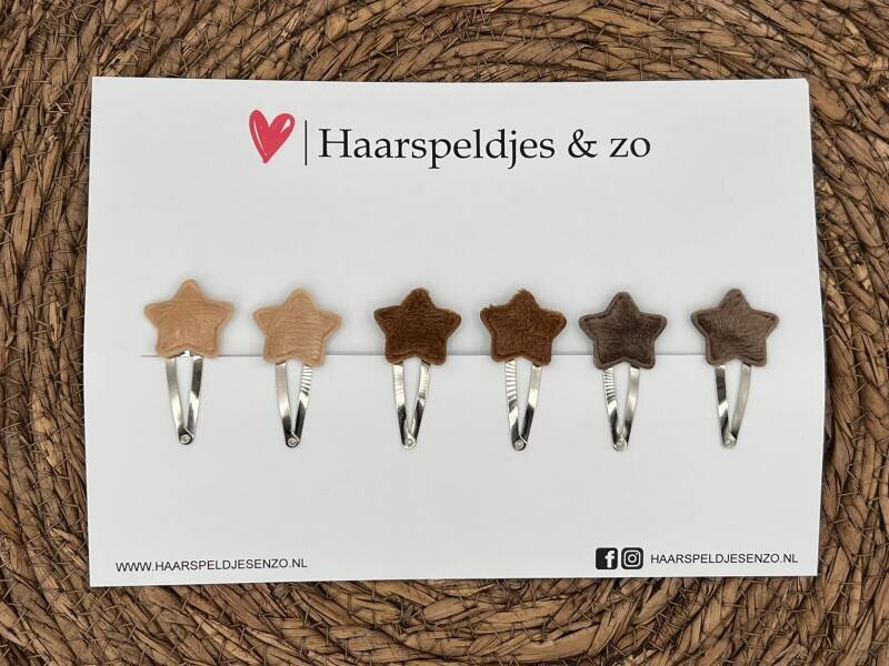 Haarspeldje stars setje - sterretjes - velvet - kerst - decembercollectie - najaar — 3 cm speldjes